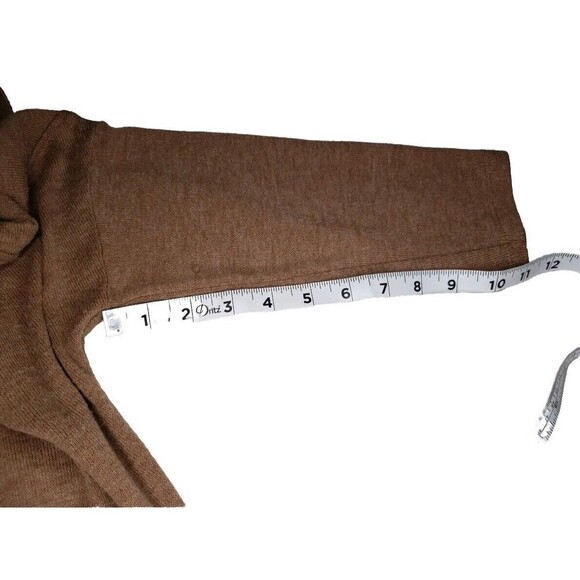 Zara W/B Collection Woman's Ruffle-Sleeve Cold Shoulder Sweater Tan (Size L) - Picture 9 of 9